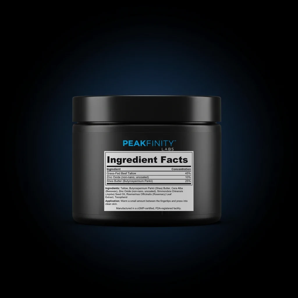 Tallow & Zinc Body Balm back label and ingredient panel