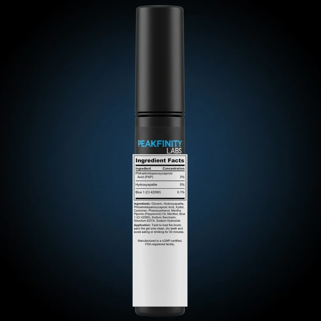 Teeth Whitening Pen with PAP back label and ingredient panel
