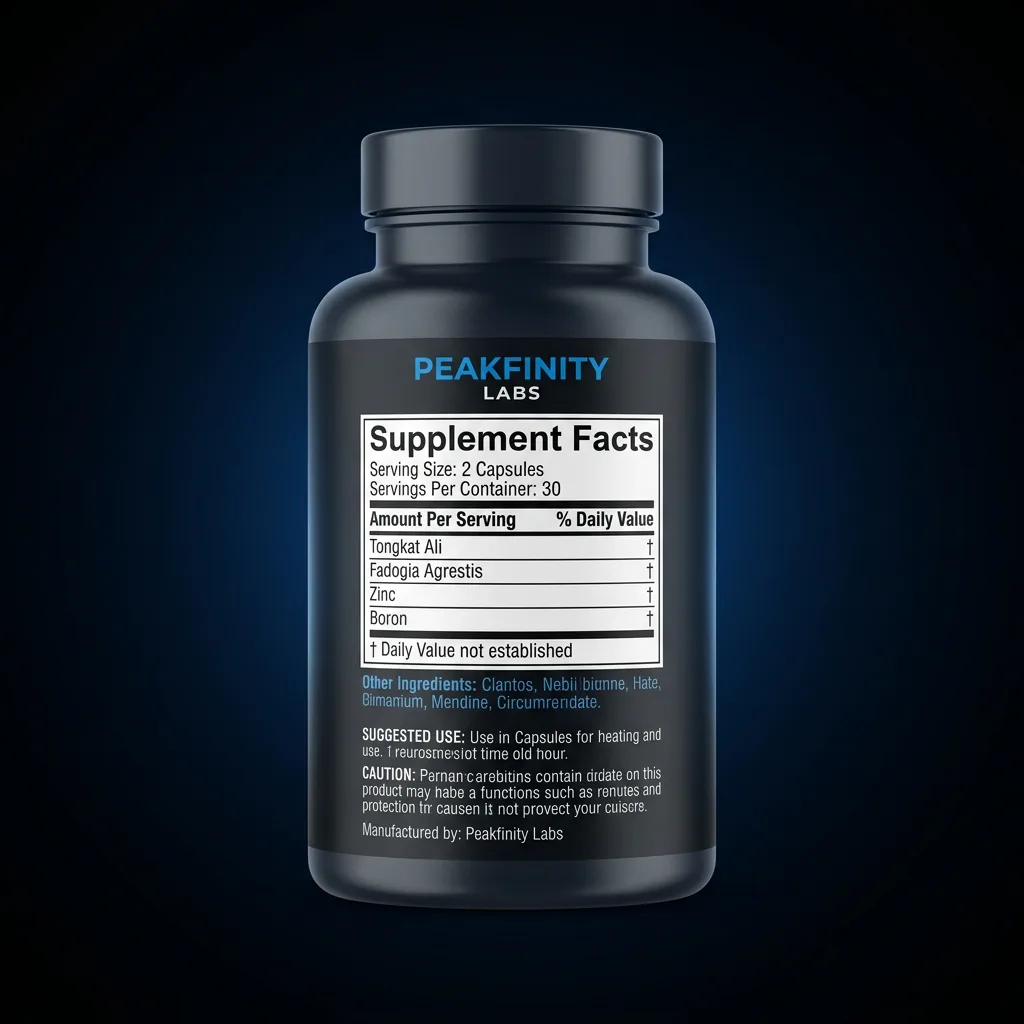 Tongkat Ali & Fadogia Agrestis Vitality Capsules — representative back label artwork (Supplement Facts panel)