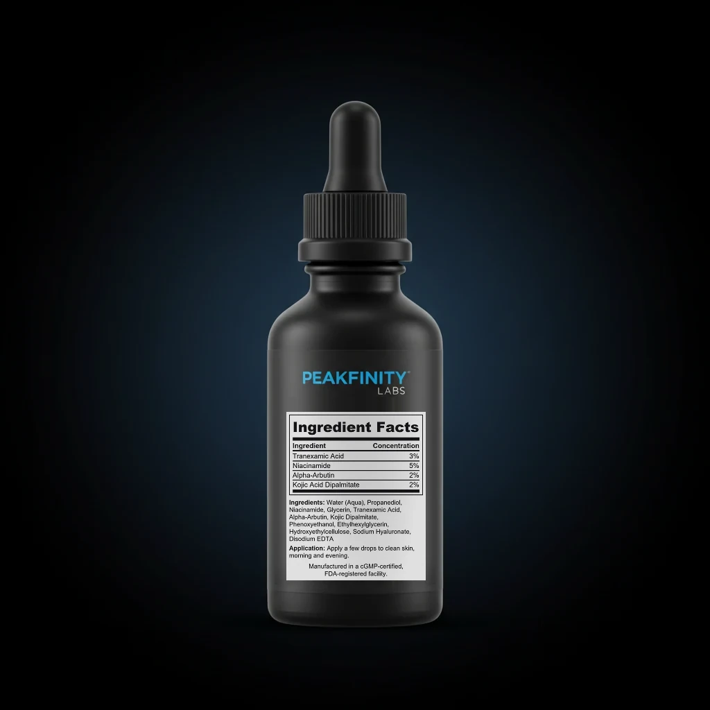 Tranexamic Acid 3% Dark Spot Serum back label and ingredient panel