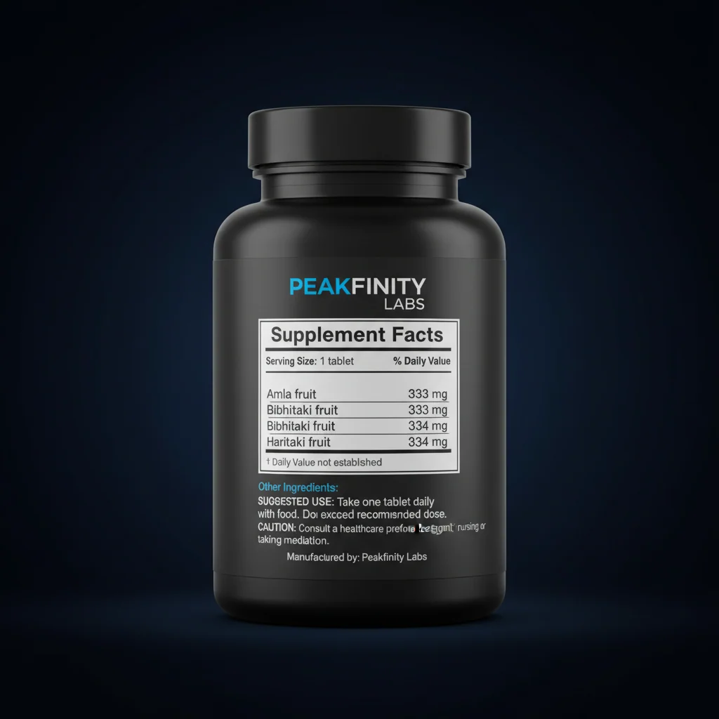 Triphala Tablets — back label / ingredients panel