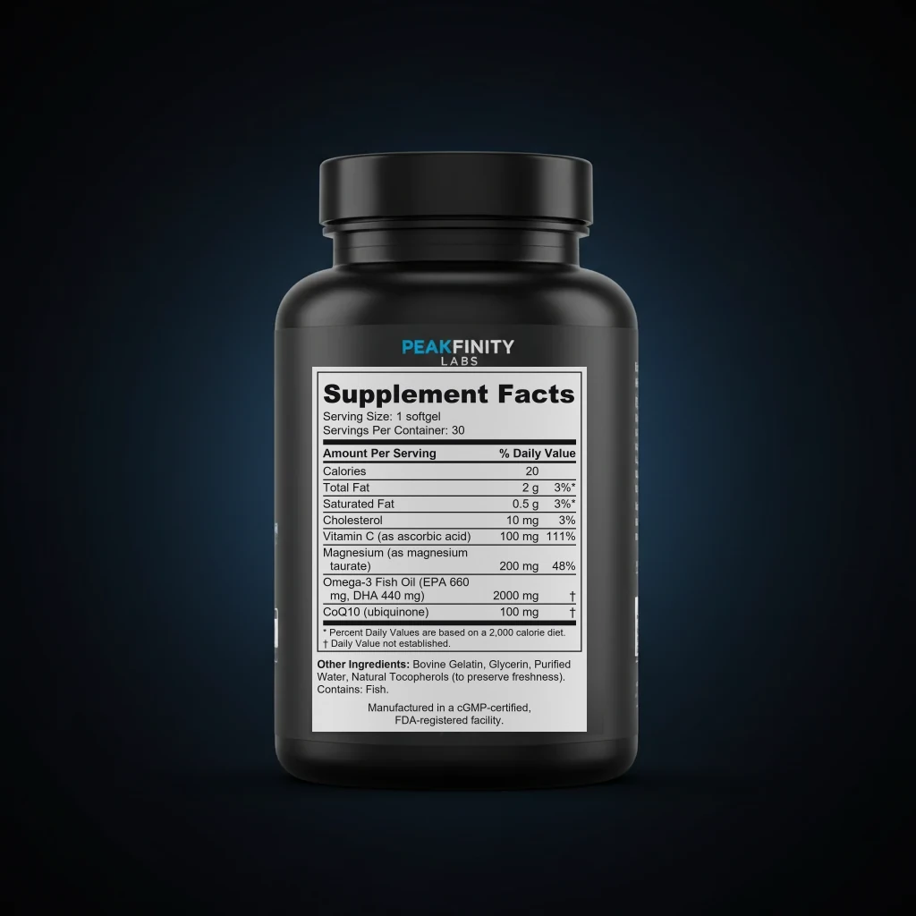 Triple-Strength Omega-3 Fish Oil 2000mg Softgels back label and ingredient panel