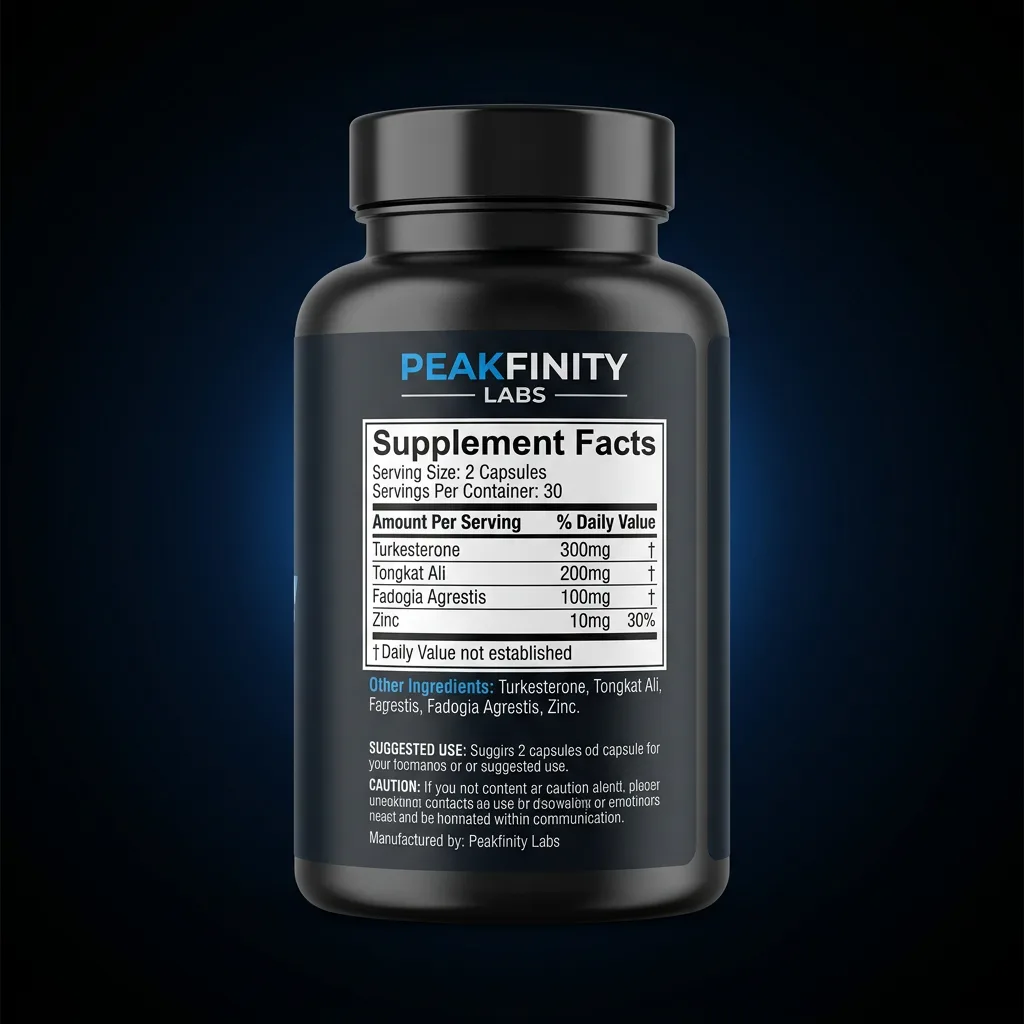 Turkesterone & Tongkat Ali Performance Capsules — representative back label artwork (Supplement Facts panel)
