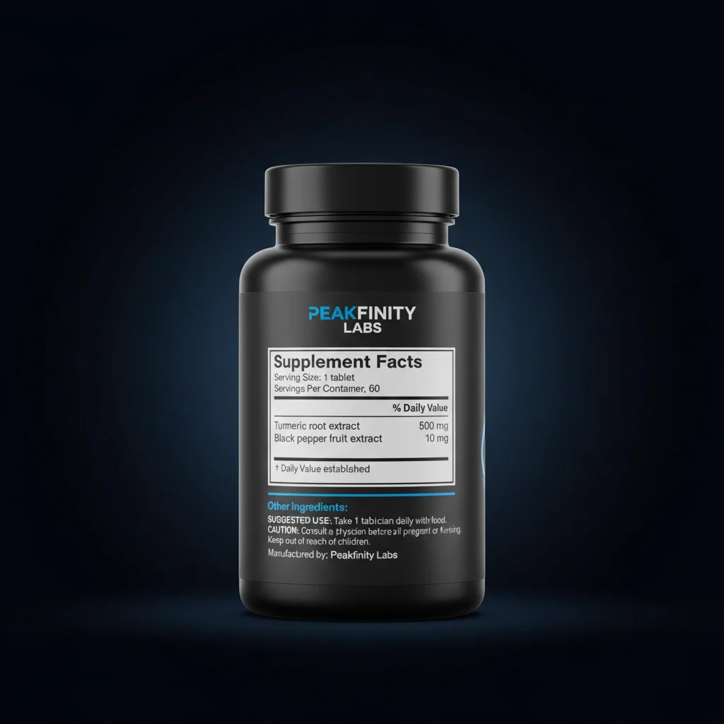 Turmeric Curcumin 95% & Black Pepper Tablets — back label / ingredients panel