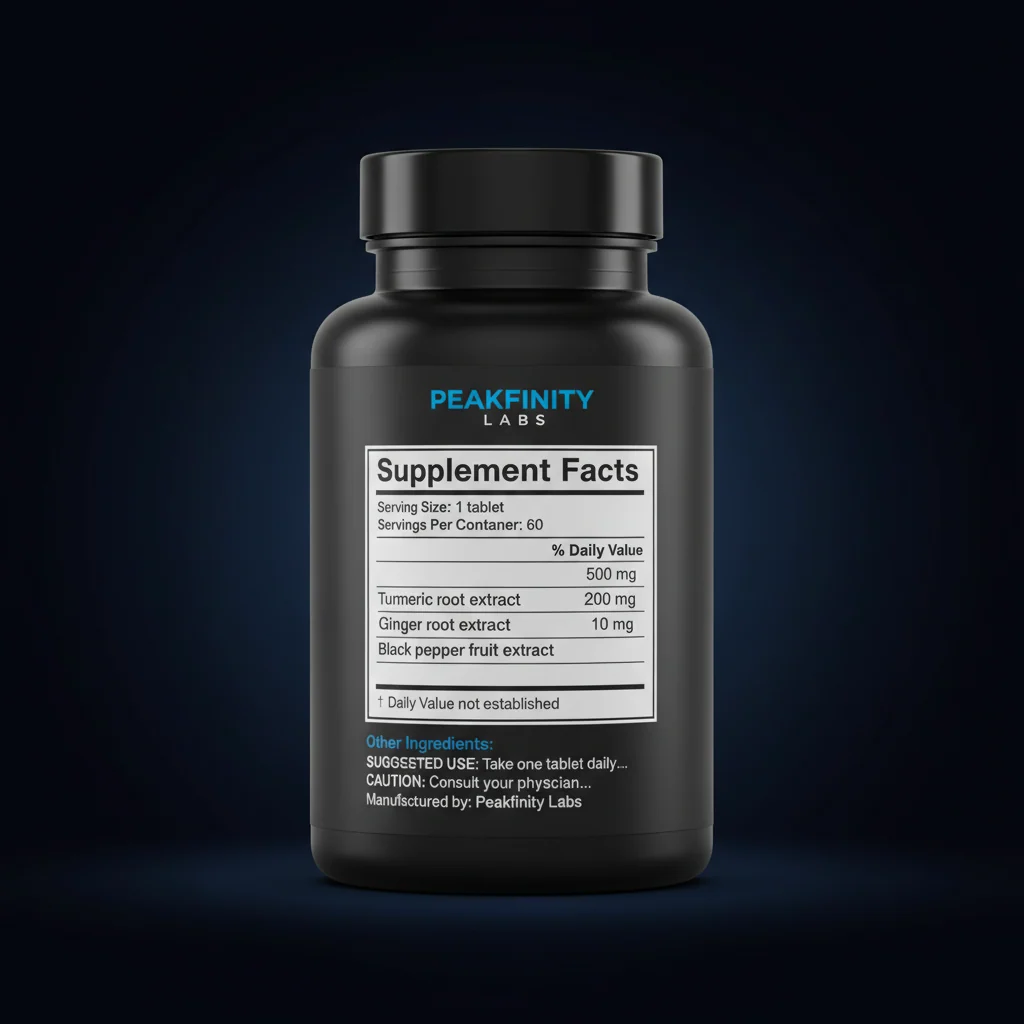 Turmeric, Ginger & Black Pepper Tablets — back label / ingredients panel
