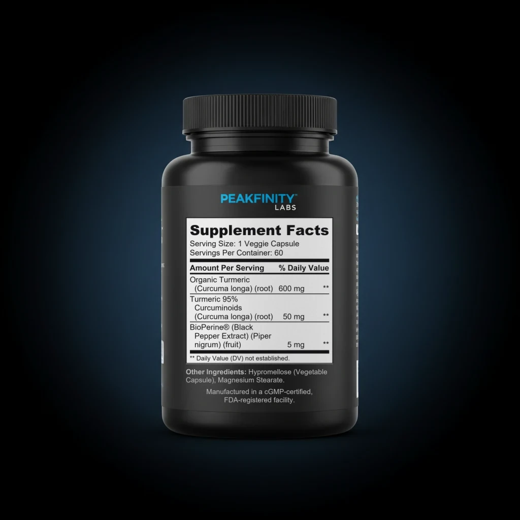 Turmeric w/BioPerine back label and ingredient panel