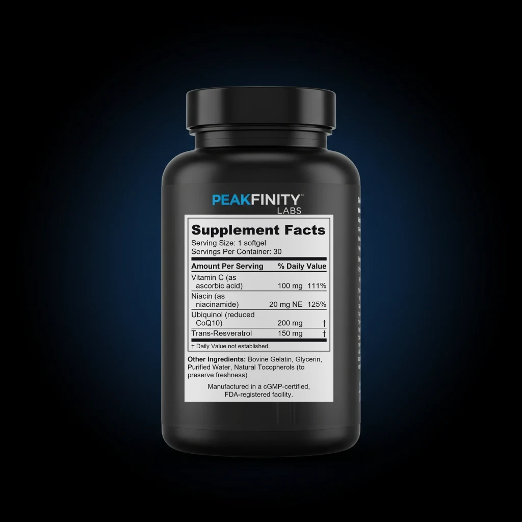Ubiquinol CoQ10 200mg Softgels back label and ingredient panel