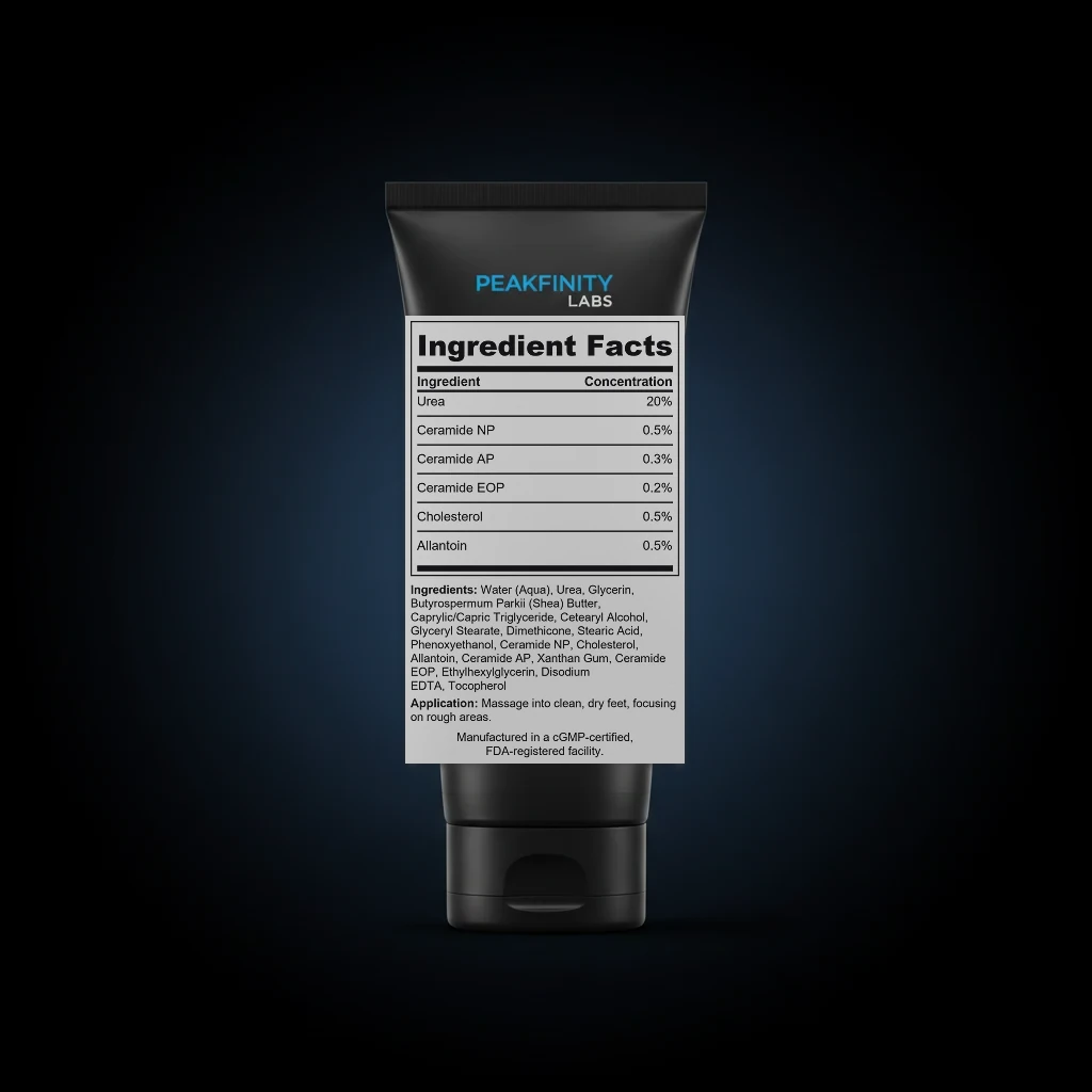 Urea 20% Intensive Foot Cream back label and ingredient panel