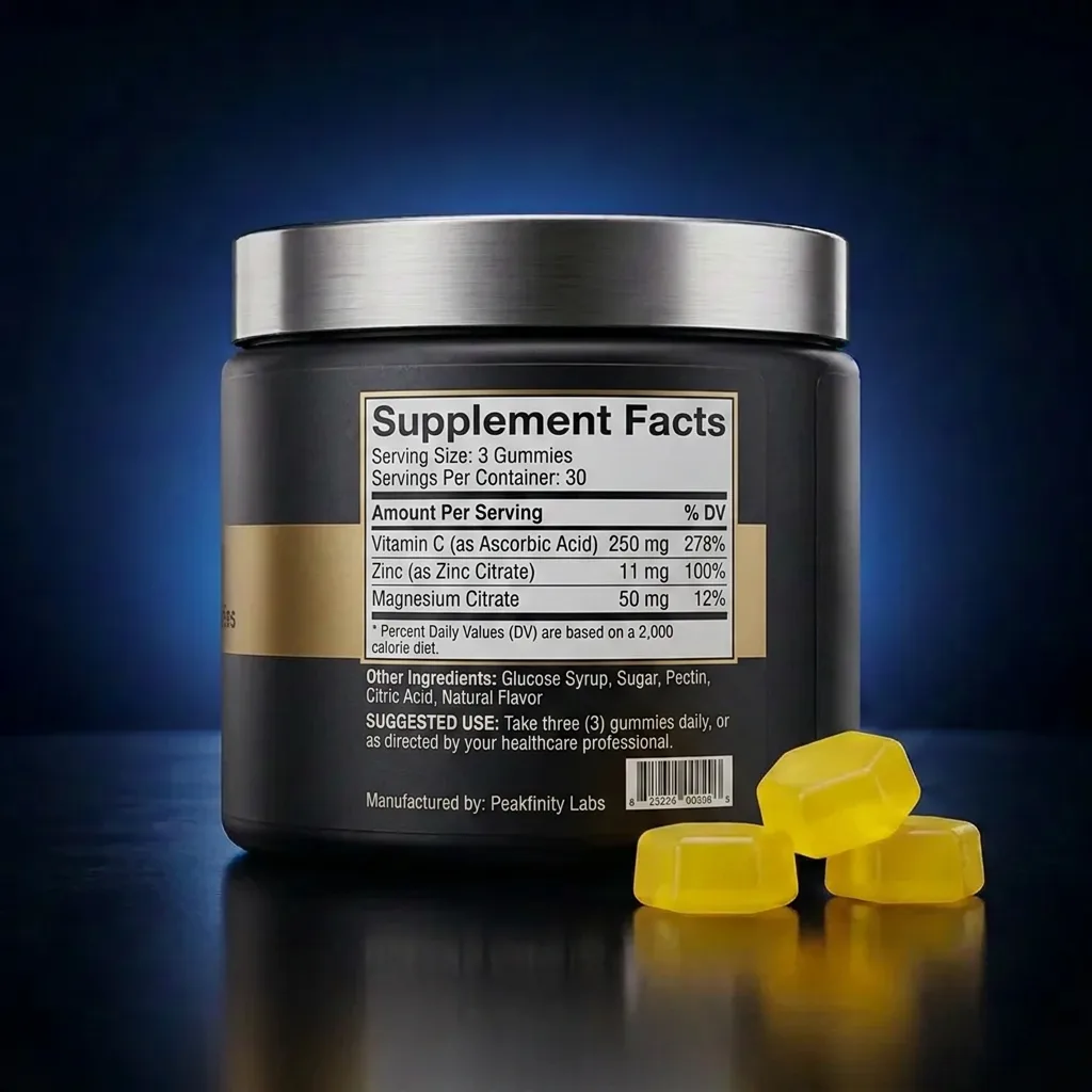 High-Potency Vitamin C & Antioxidant Complex Gummies — representative back label artwork (Supplement Facts panel)