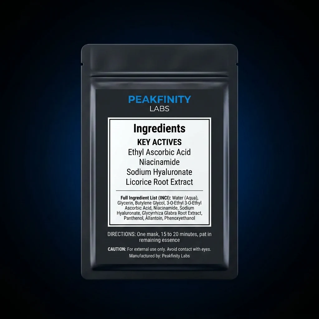 Vitamin C Brightening Sheet Mask — representative back label artwork (Supplement Facts panel)
