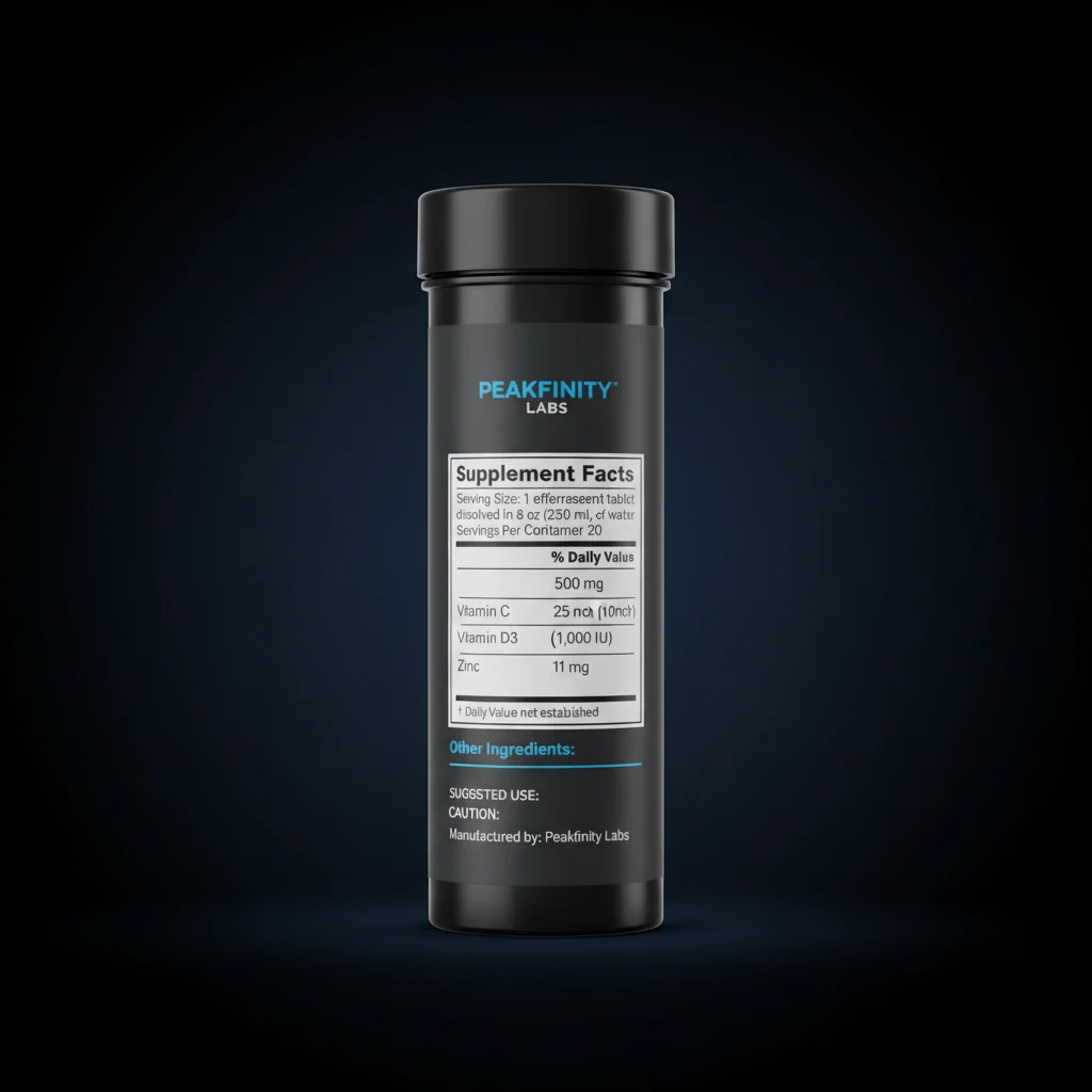 Vitamin C, Zinc & Vitamin D3 Immune Effervescent Tablets — back label / ingredients panel