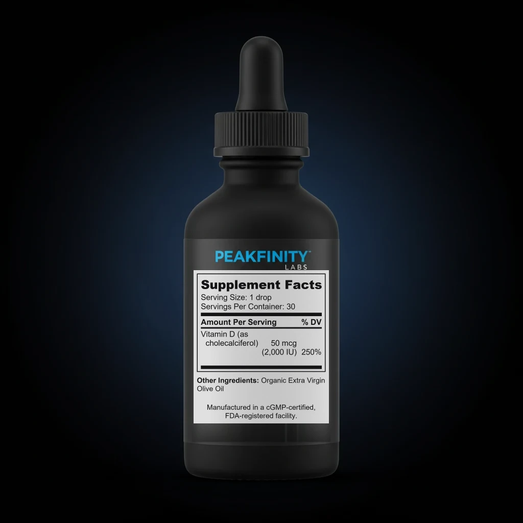 Vitamin D3 2000 IU Liquid Drops - Unflavored back label and ingredient panel