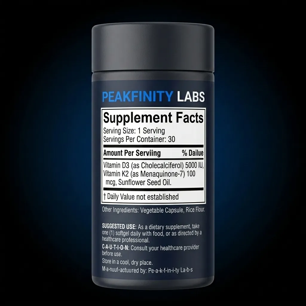 High Potency Vitamin D3 K2 Softgels — representative back label artwork (Supplement Facts panel)