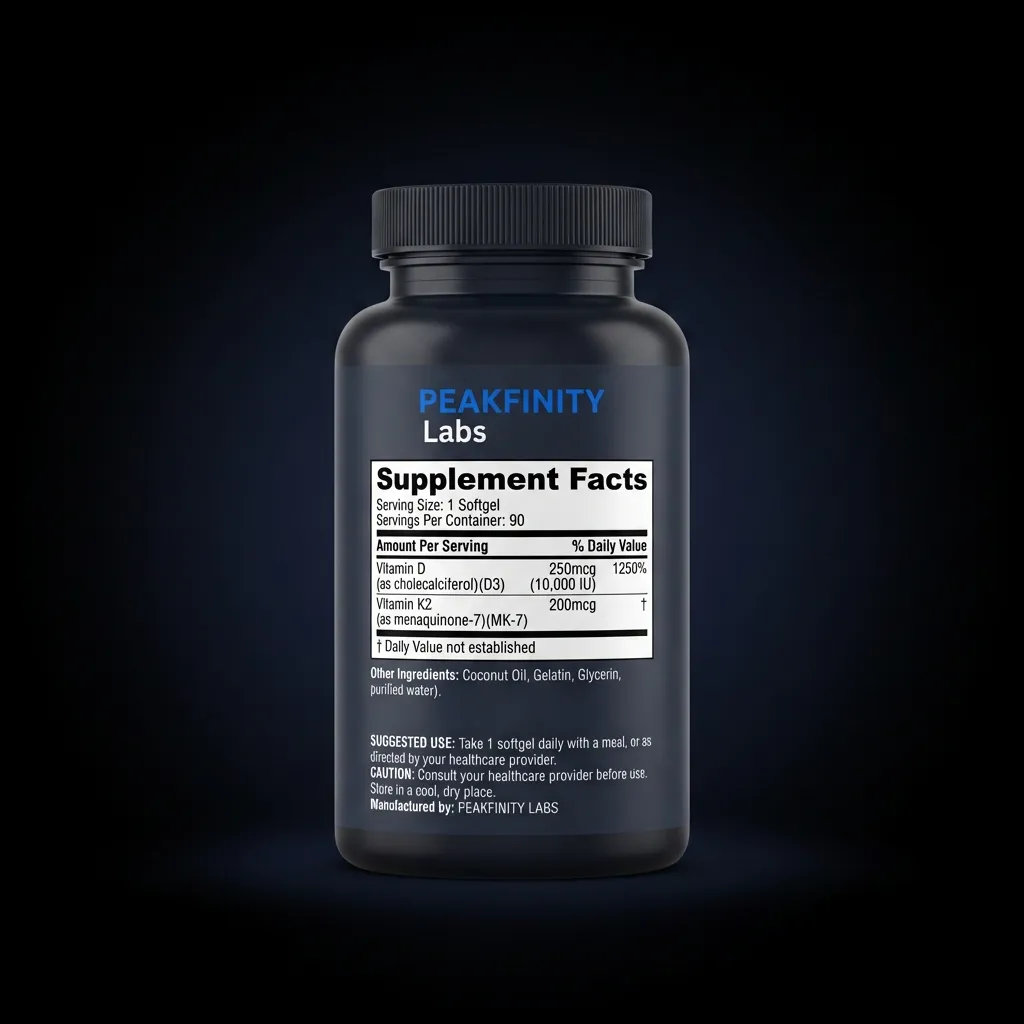 Vitamin D3 K2 Softgels — back label / supplement facts