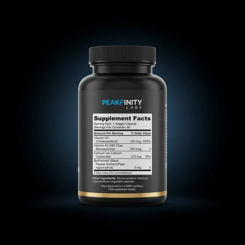 Vitamin K2/D3 back label and ingredient panel