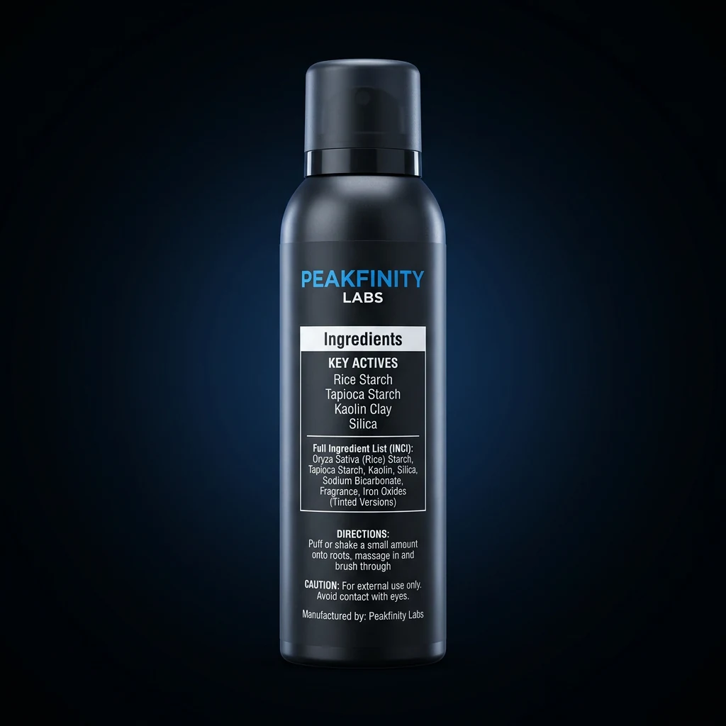 Volumizing Dry Shampoo Spray — representative back label artwork (Supplement Facts panel)