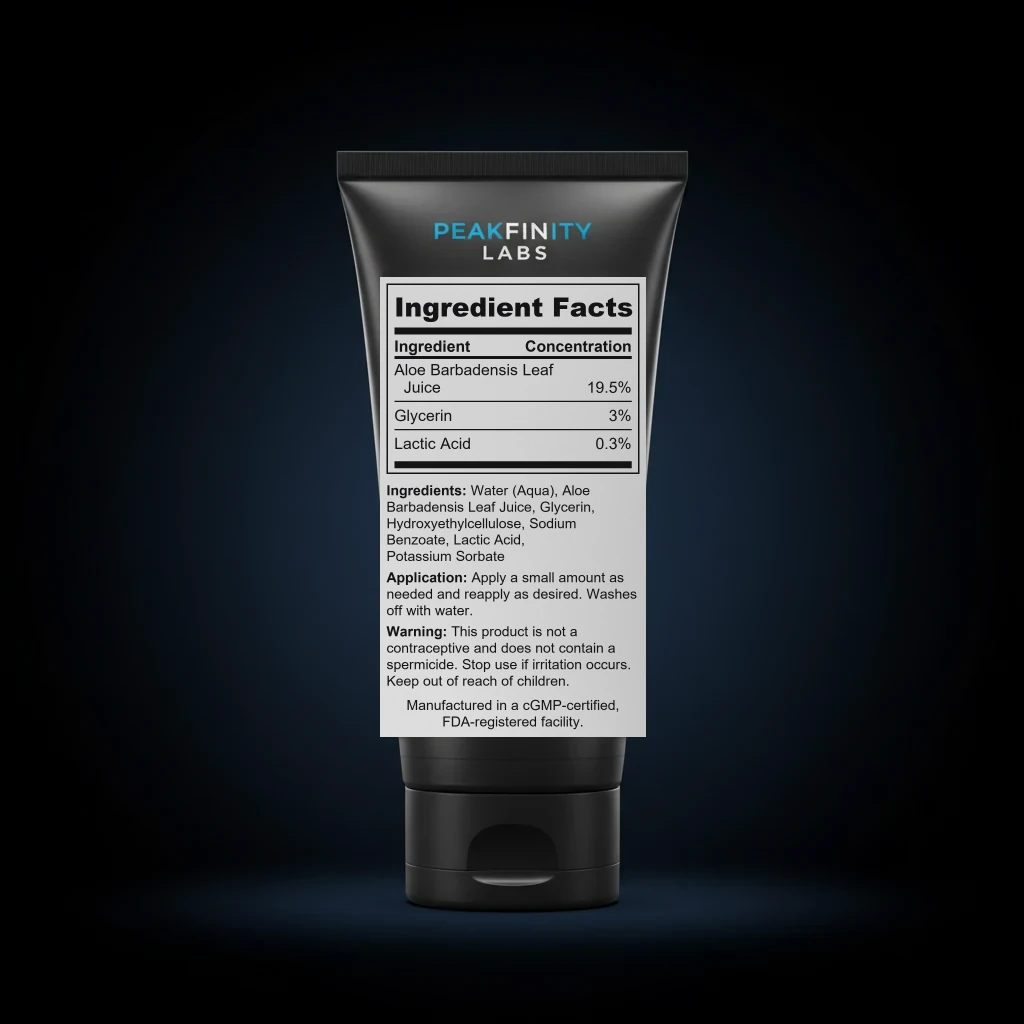 Water-Based Personal Lubricant with Aloe back label and ingredient panel