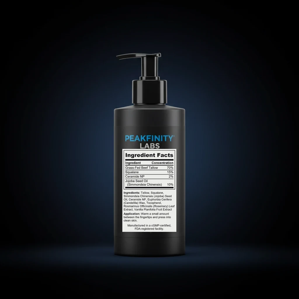 Whipped Beef Tallow Facial Moisturizer back label and ingredient panel