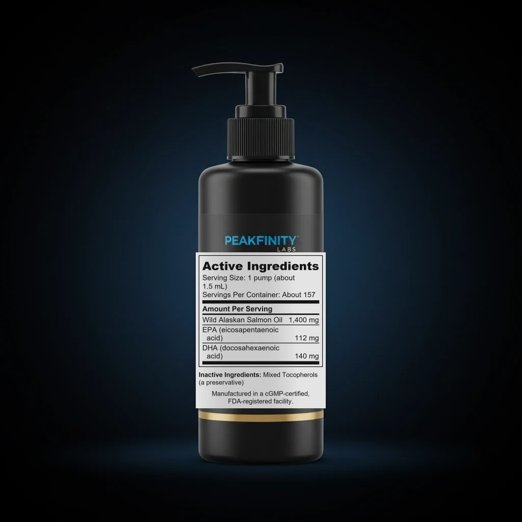 Wild Salmon Oil Liquid Pump for Dogs & Cats back label and ingredient panel