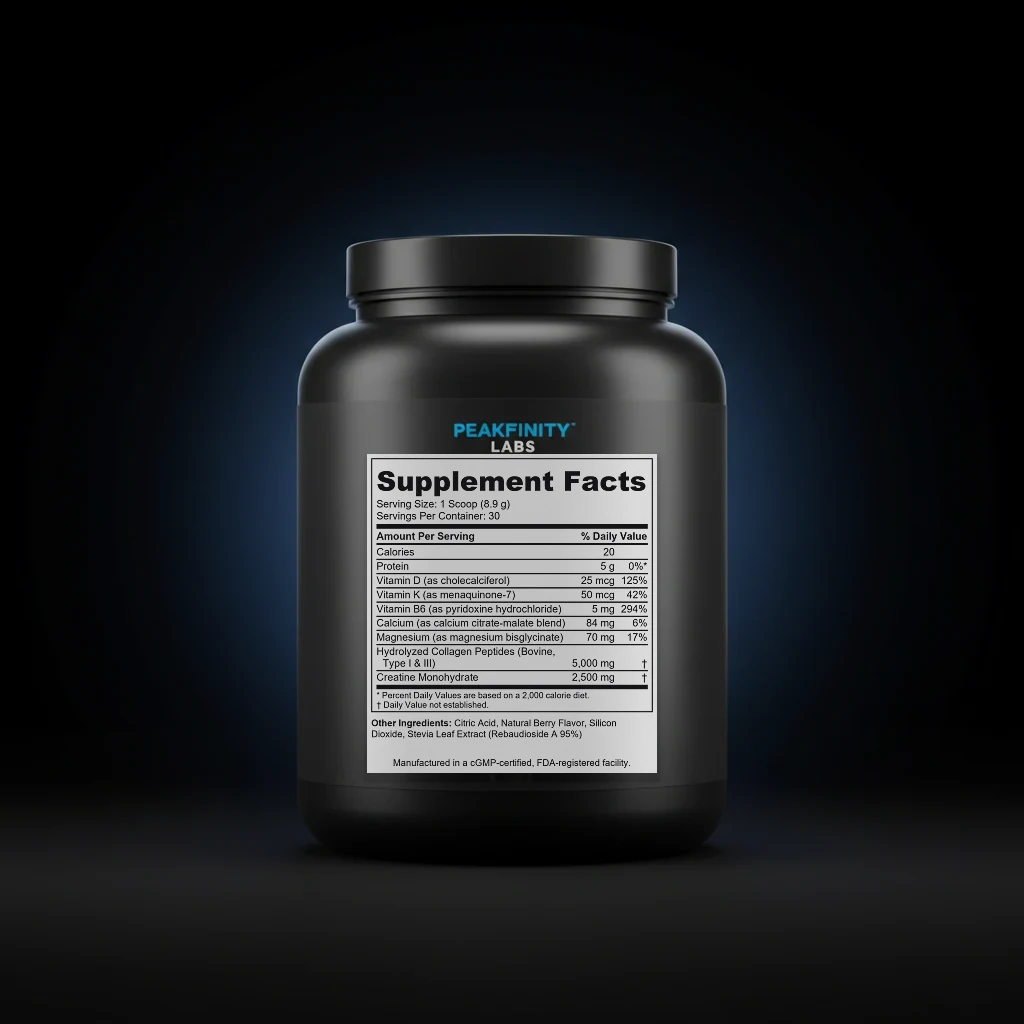 Women's Creatine & Collagen Strength Powder back label and ingredient panel