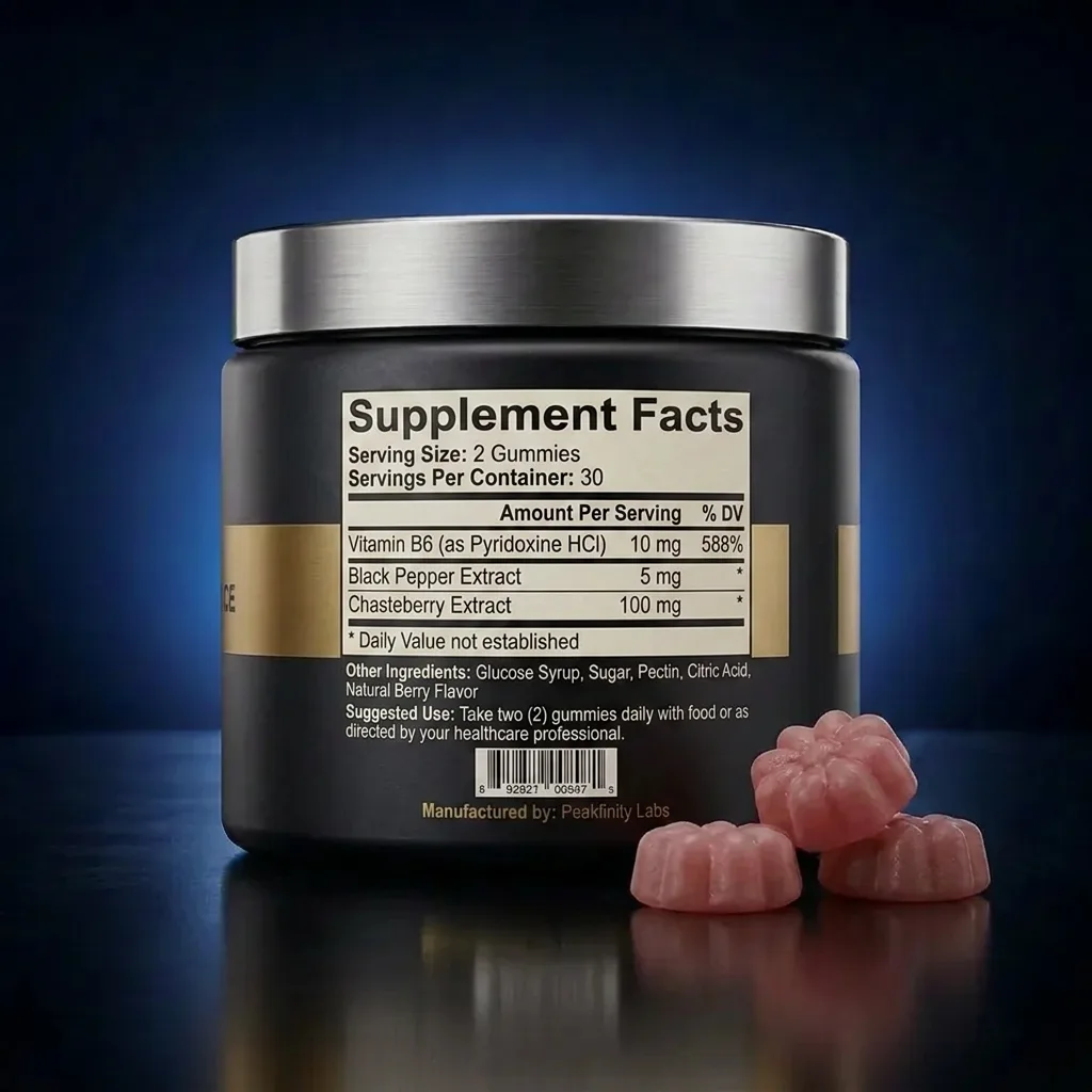 Women's Hormone Balance & Mood Support Gummies — representative back label artwork (Supplement Facts panel)
