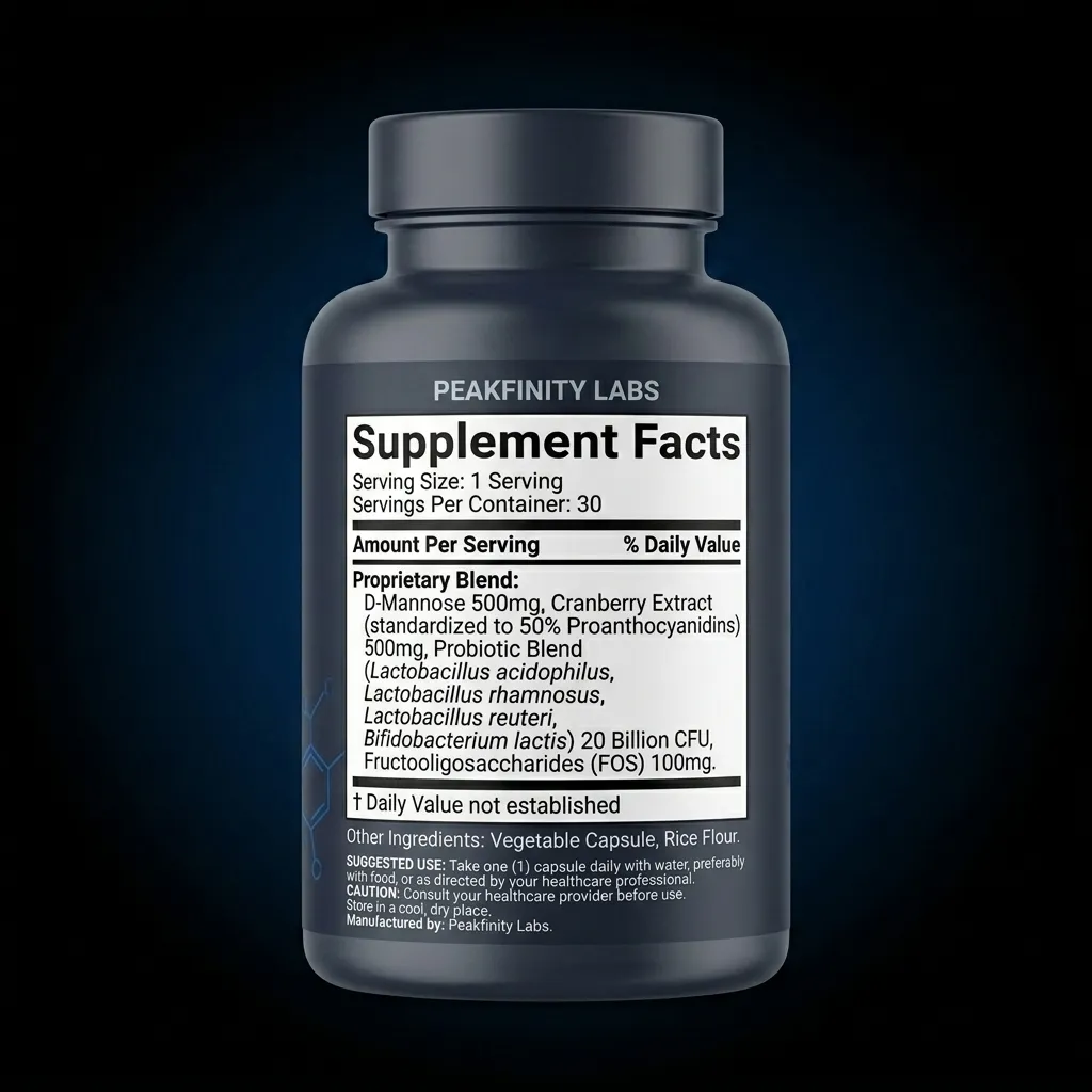 Women's Probiotic & Cranberry Complex Capsules — representative back label artwork (Supplement Facts panel)