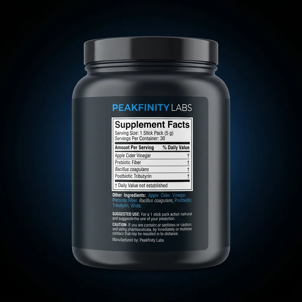 Zero-Sugar Pre/Post/Probiotic ACV Drink Mix — representative back label artwork (Supplement Facts panel)